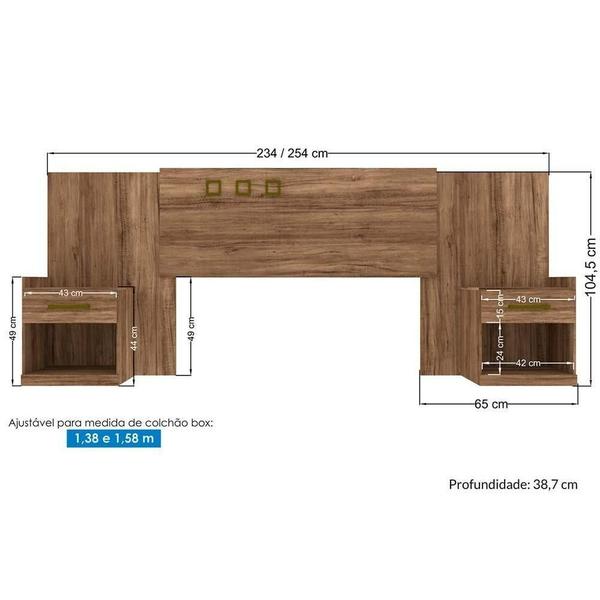 Imagem de Quarto Casal Completo 3 Peças (1GuardaRoupa+1Cama+1Cômoda) QC98 Jatoba/Areia - Santos Andirá