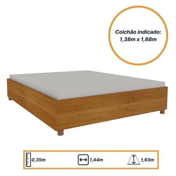 Imagem de Quarto Casal Completo Roupeiro Olimpo 3 Gavetas Painel com Mesa de Cabeceira 2 Gavetas Cinamomo/Off White