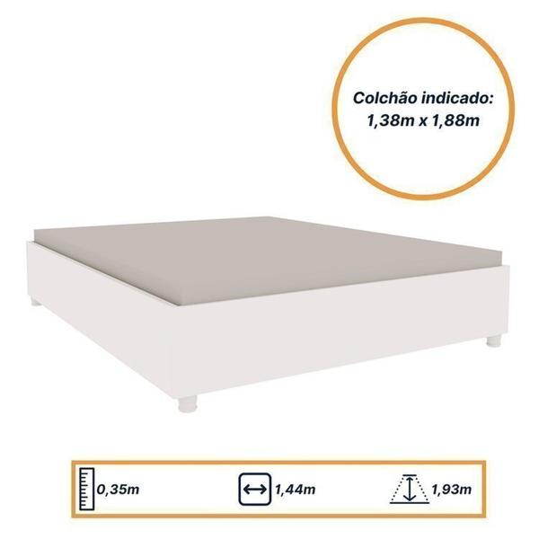 Imagem de Quarto Casal Completo Roupeiro Olimpo 3 Gavetas Painel com Mesa de Cabeceira 2 Gavetas Neve