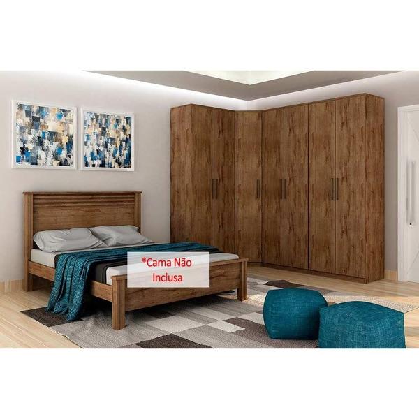 Imagem de Quarto Casal Modulado Gold Bari 4 Peças (1 Closet + 3 Guarda Roupa 2 Portas) QM119 Canela - Novo Horizonte