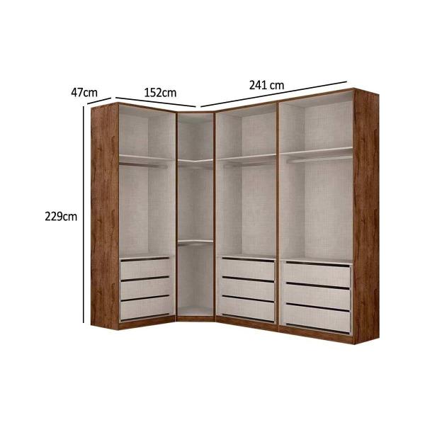 Imagem de Quarto Casal Modulado Gold Bari 4 Peças (1 Closet + 3 Guarda Roupa 2 Portas) QM119 Canela - Novo Horizonte