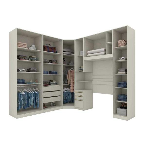 Imagem de Quarto Casal Modulado Seletto 6 Peças (1 Armário Aéreo + 4 Guarda Roupas + 1 Complemento) QCM70 Areia - Henn