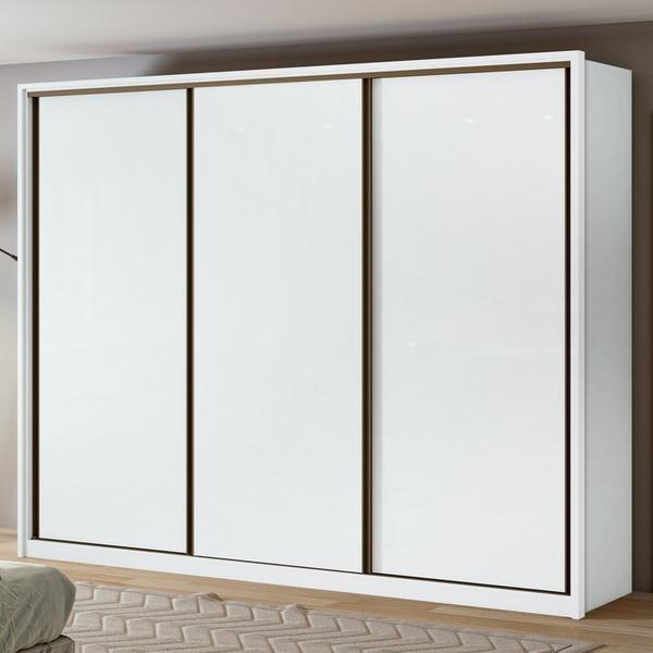 Imagem de Quarto com Guarda-Roupa 3 Portas 6 Gavetas, Cômoda 2 Portas 7 Gavetas e Cama Solaris Branco