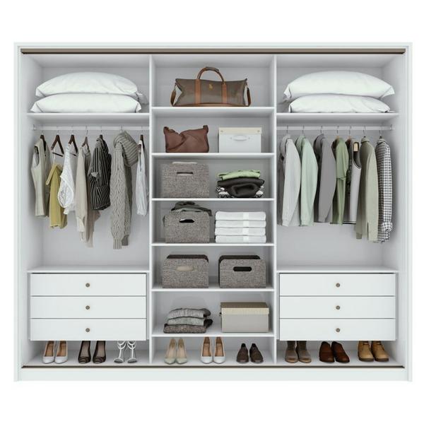 Imagem de Quarto com Guarda-Roupa 3 Portas 6 Gavetas, Cômoda 2 Portas 7 Gavetas e Cama Solaris Branco