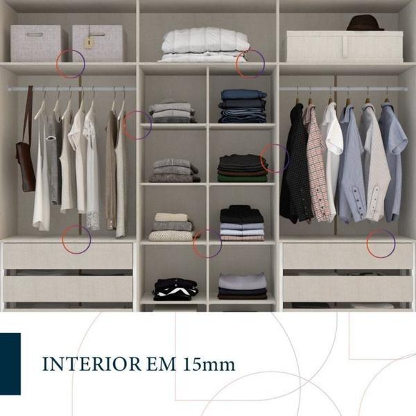 Imagem de Quarto com Guarda-Roupa 6 Portas, Cômoda 8 Gavetas e 2 Mesas de Cabeceira 3 Gavetas Branco