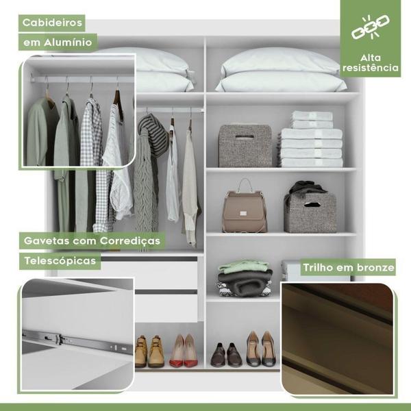 Imagem de Quarto com Guarda-roupa Casal 2 Portas 2 Gavetas, Cômoda 2 Portas 7 Gavetas e Branco