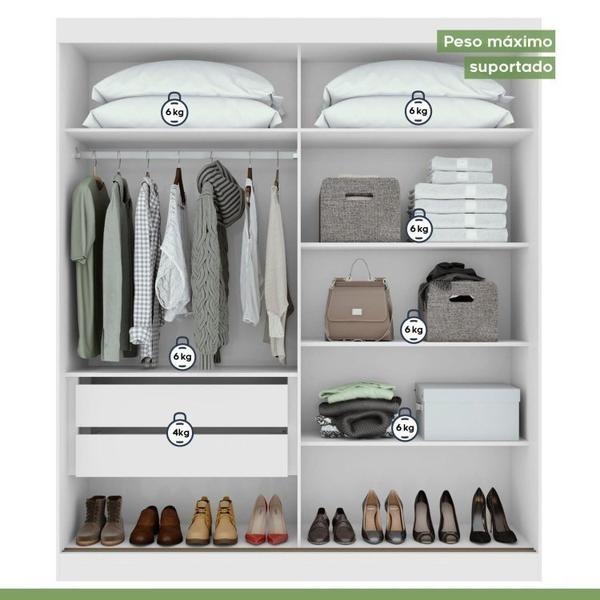 Imagem de Quarto com Guarda-roupa Casal 2 Portas 2 Gavetas, Cômoda 2 Portas 7 Gavetas e Branco