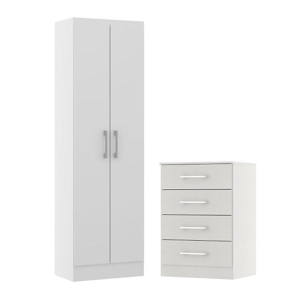 Imagem de Quarto Compacto Cômoda e Armário MDP Branco 3000 MENU