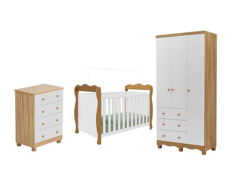 Imagem de Quarto Completo Bebe Moveis Peroba Lisi Junior 03 portas MDF