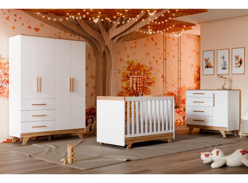 Imagem de Quarto Completo Bebe Moveis Peroba Retro 04 portas MDF LS