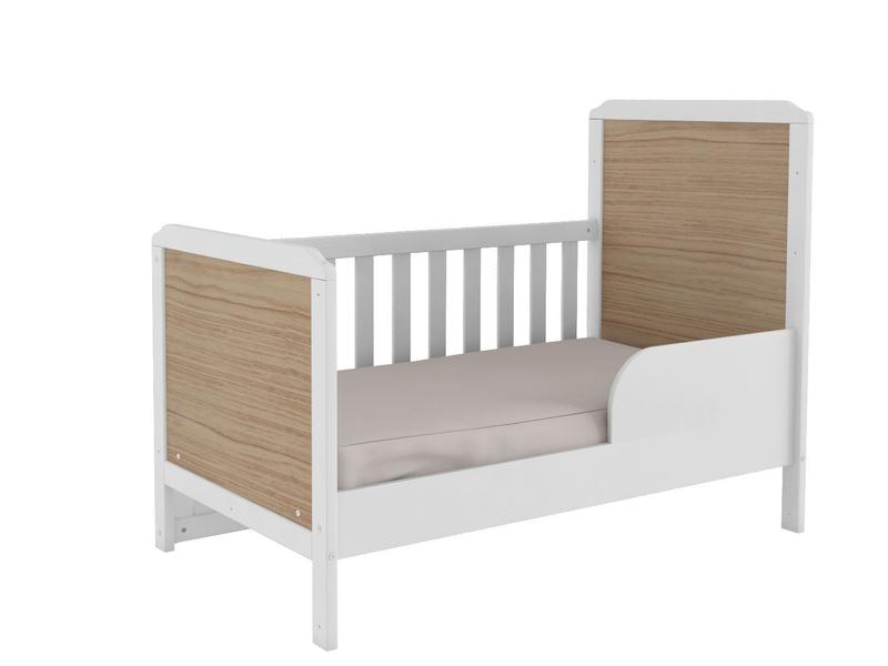 Imagem de Quarto Completo Bebê Moveis Peroba Tedy 100% MDF Branco Carvalho