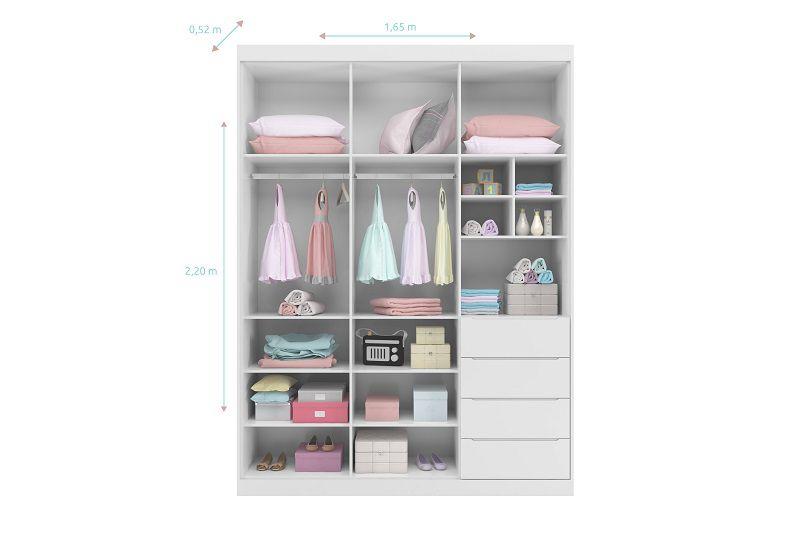 Imagem de Quarto completo com Guarda Roupa 3 Portas e 4 Gavetas + Cômoda 2 Portas e 4 Gavetas Pérola Branco - Phoenix Baby