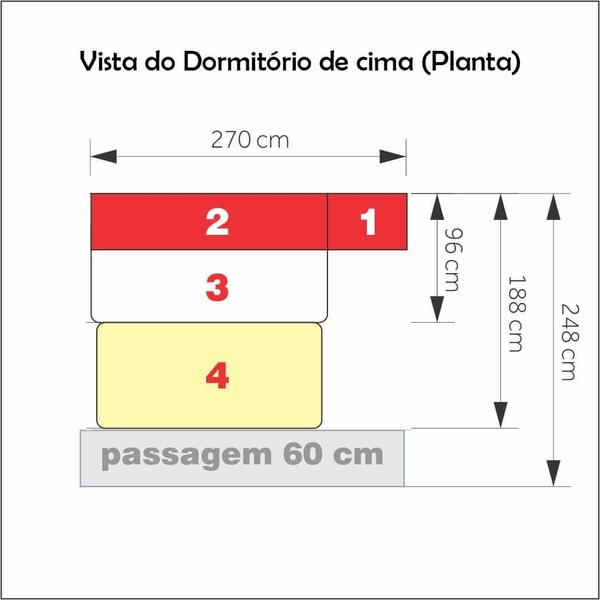 Imagem de Quarto Completo de Solteiro com 2 Camas e Guarda-Roupa 1326D Branco