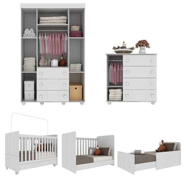 Imagem de Quarto Completo Infantil com Colchão Incluso Pimpolho Multimóveis Branco