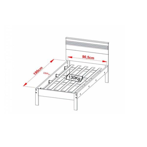 Imagem de Quarto Completo Solteiro 4 Peças (Cama CM8010 + Cama Auxiliar CM8008 + Cabideiro AZ1029 + Mesa Cabeceira AZ1016) Nogal/Branco - Tecno Mobili