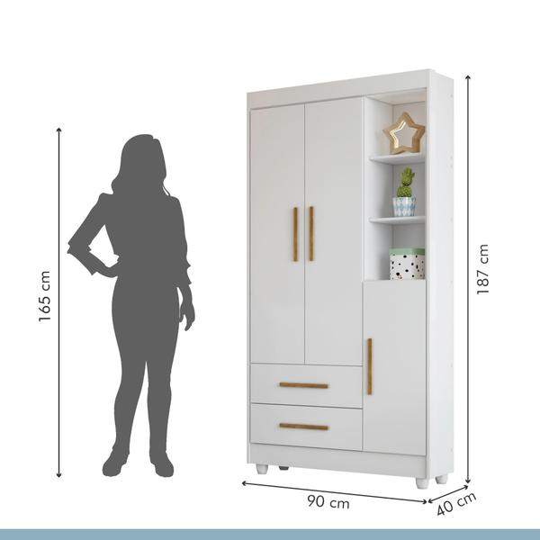 Imagem de Quarto de Bebê 100% MDF com Berço Minicama, Cômoda e Guarda Roupa 3 Portas Flocos Branco