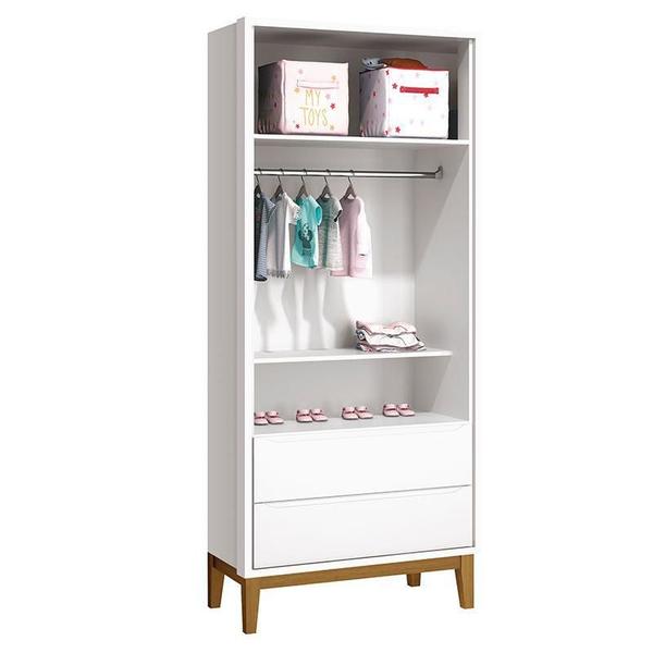 Imagem de Quarto de Bebê 2 Portas e Cômoda Gaveteiro New Classic Branco com Pés Madeira e Colchão Gazin  Reller