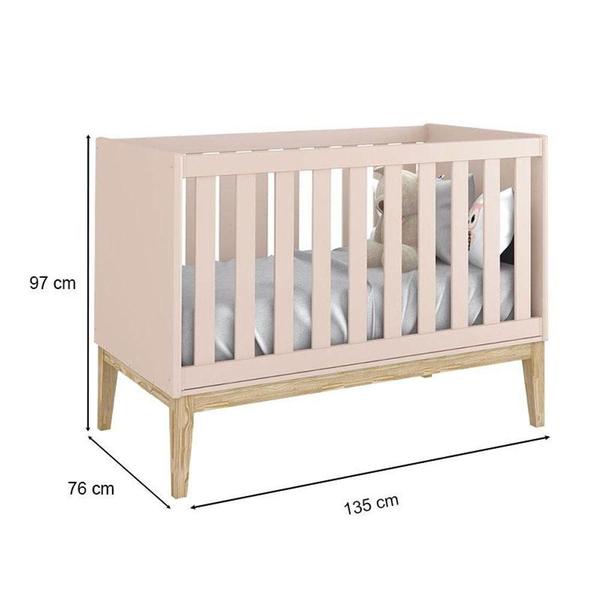 Imagem de Quarto De Bebê 3 Portas New Classic Rosa Com Pés Madeira Natural E Colchão Gazin - Reller