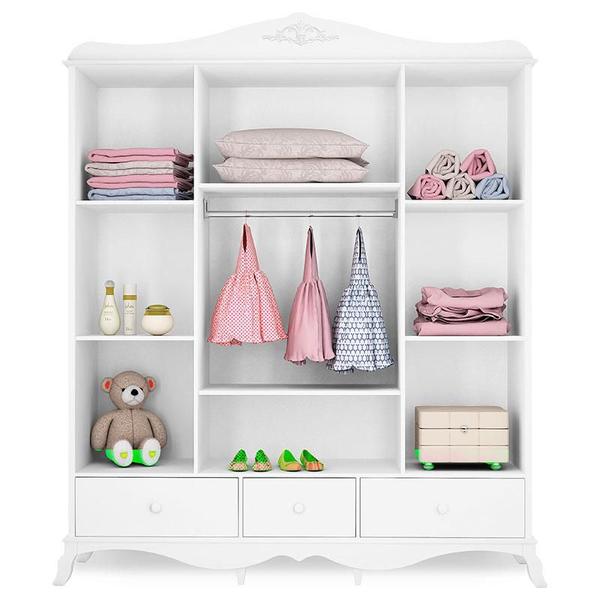 Imagem de Quarto de Bebê 4 Portas com 2 Berços e Cômoda 1 Porta Realeza Branco Acetinado com Capitonê - Canaã