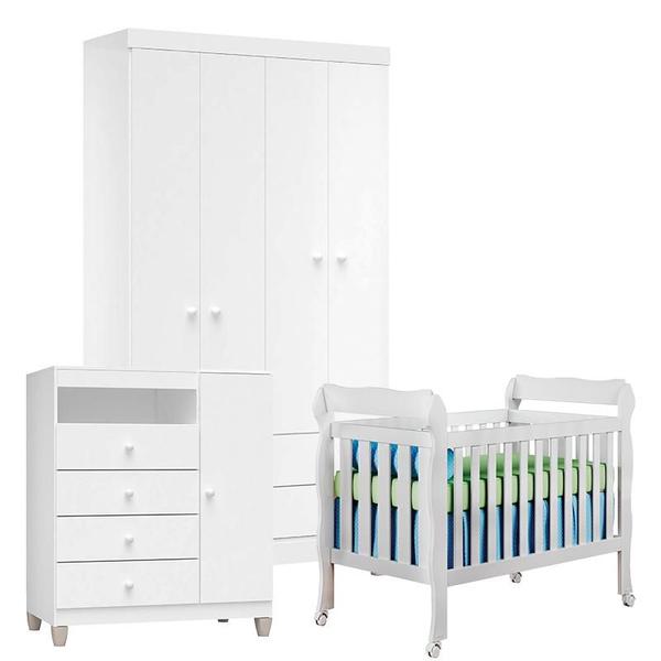 Imagem de Quarto de Bebê 4 Portas Ternura Baby com Berço Lila Branco Brilho - Incorplac