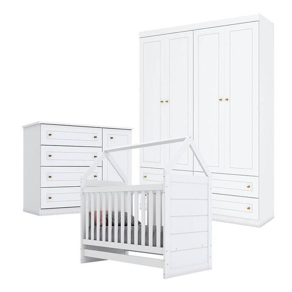 Imagem de Quarto de Bebê Ambiente Mississipi 4 Portas com Berço Montessoriano Americano Branco HP - Henn