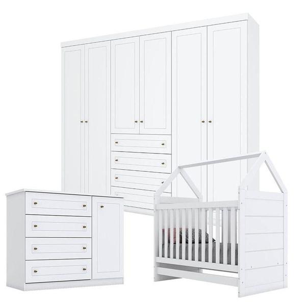 Imagem de Quarto De Bebê Americano 6 Portas Com Berço Montessoriano Branco - Henn