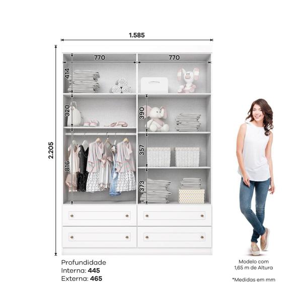 Imagem de Quarto de Bebê Americano Completo Berço Montessoriano + Cômoda e Guarda-Roupa Branco HP