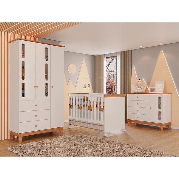 Imagem de Quarto de Bebê Antonella 3 Portas Off White Caramelo - Canaã