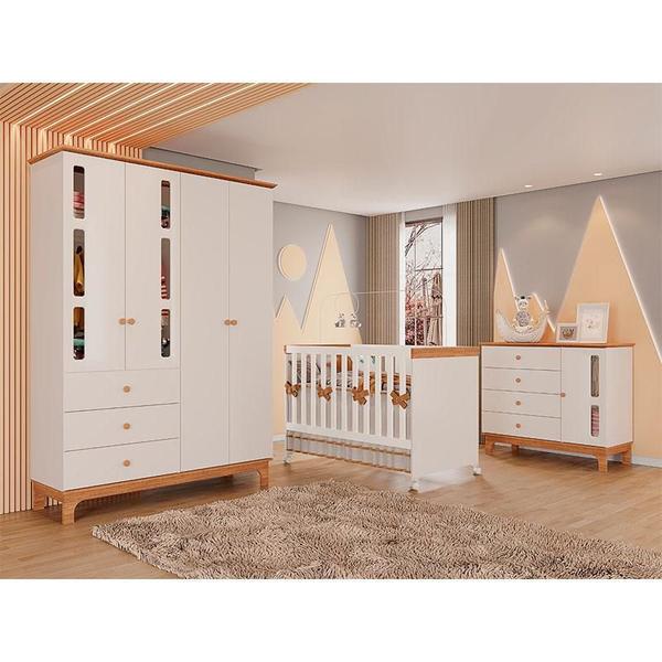 Imagem de Quarto de Bebê Antonella 4 Portas Off White Caramelo - Canaã