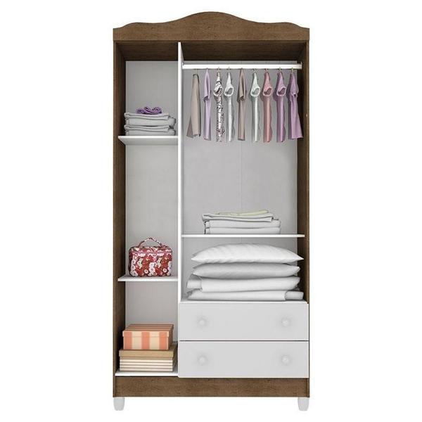 Imagem de Quarto De Bebê Ariel 3 Portas Com Berço Mirelle Branco Acetinado Amadeirado - Carolina