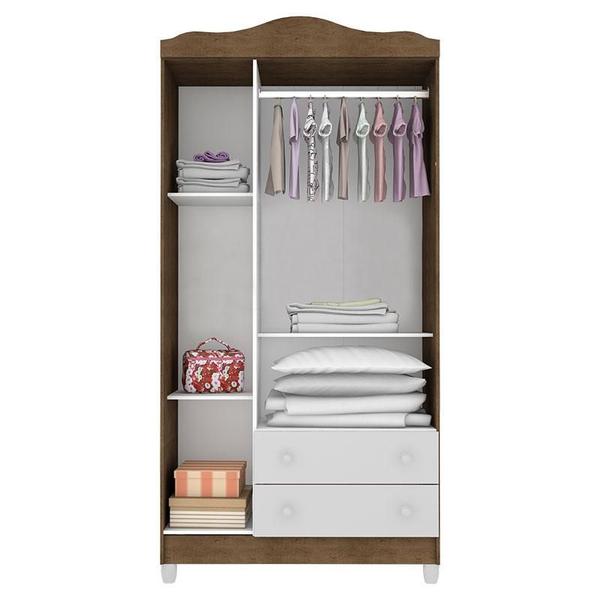 Imagem de Quarto de Bebê Ariel 3 Portas com Berço Mirelle Branco Acetinado Amadeirado  Carolina