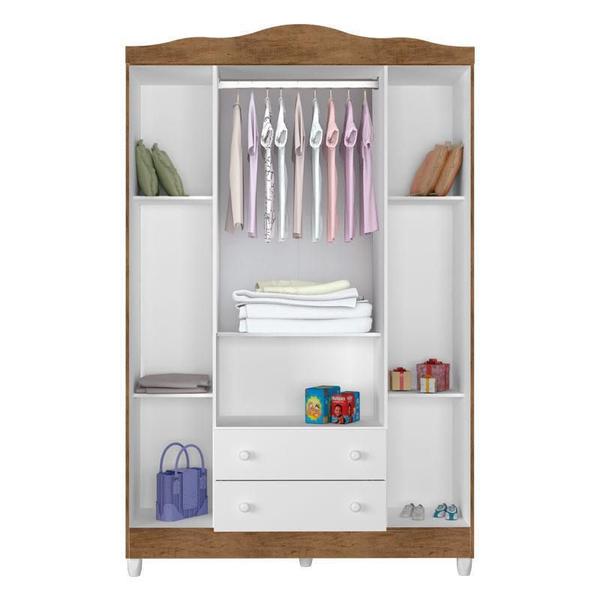 Imagem de Quarto de Bebê Ariel 4 Portas com Berço Mirelle Branco Acetinado Amadeirado  Carolina