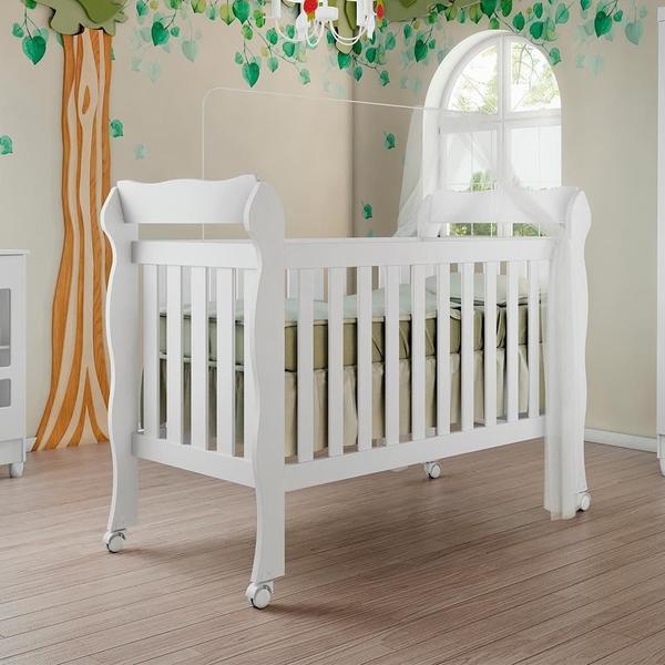 Imagem de Quarto de Bebê Ariel Berço 3 em 1 Lila Guarda Roupa Infantil 3 Portas Branco Carolina Baby