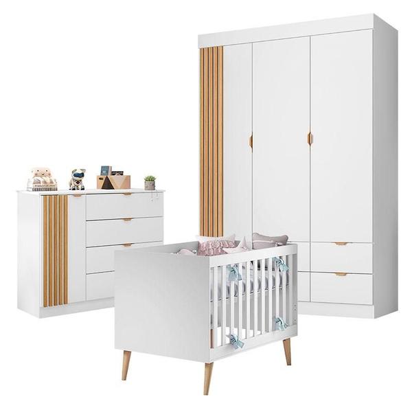 Imagem de Quarto de Bebê Ayla com Berço Americano Ludmila Branco Acetinado  Phoenix 