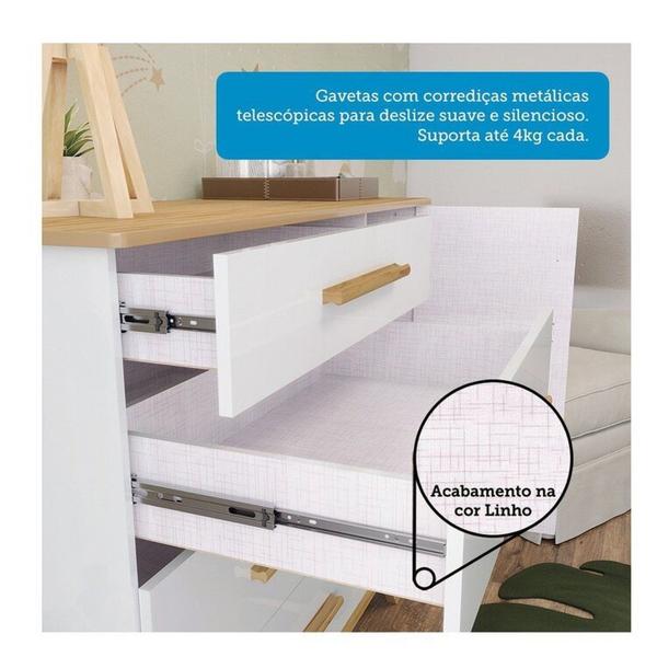 Imagem de Quarto de Bebê Berço com Capitonê Guarda-roupa e Cômoda 100% Mdf Retrô Kakau Espresso Móveis Branco Brilho/Amêndoa/Branco