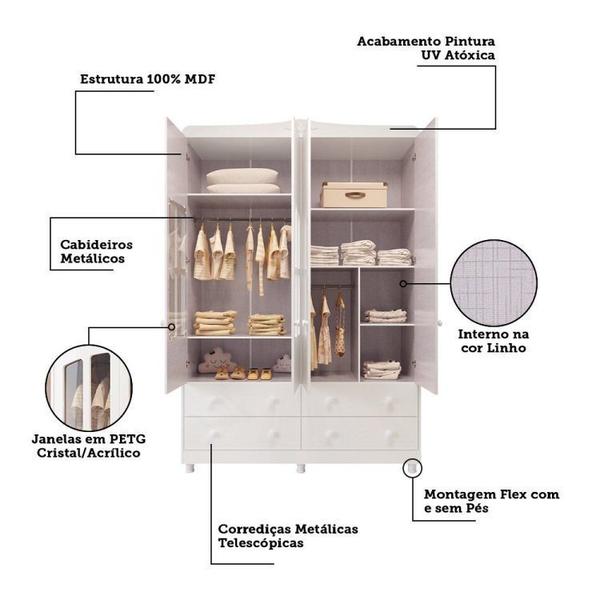 Imagem de Quarto de Bebê Berço com Capitonê Guarda Roupa e Cômoda com Janela Maya Clássico Espresso Móveis