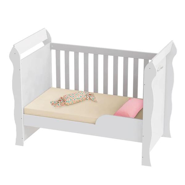 Imagem de Quarto de Bebê  Berço Mini Cama Provençal Lisa Guarda Roupa 4 Portas Infantil Branco Carolina Baby