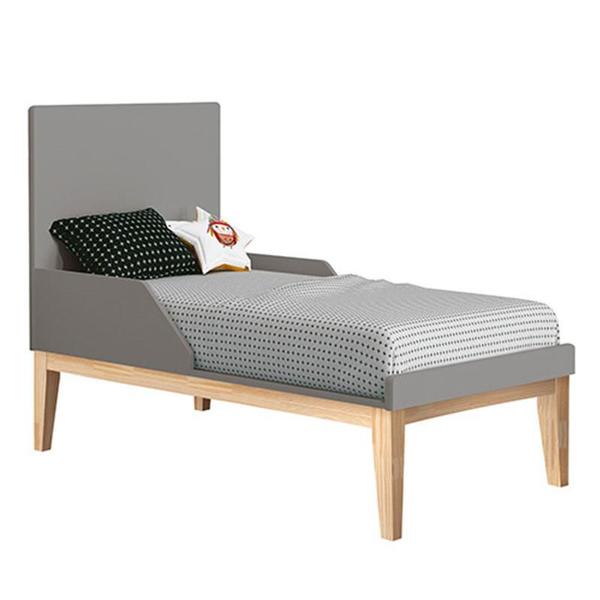 Imagem de Quarto de Bebê Classic 2 Portas com Colchão Cinza Pés Madeira Natural - Reller