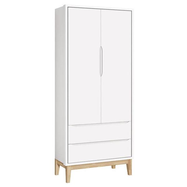 Imagem de Quarto de Bebê Classic 2 Portas Cômoda com Porta Branco com Pés Madeira Natural - Reller