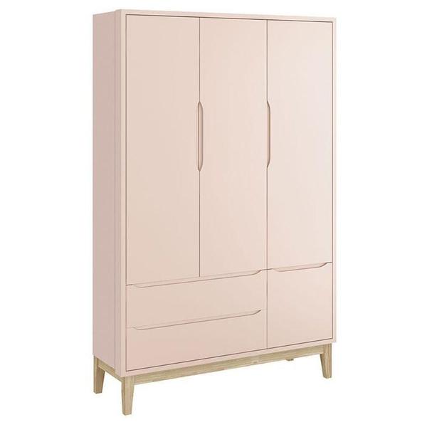 Imagem de Quarto De Bebê Classic 3 Portas Com Colchão Rosa Pés Madeira Natural - Reller