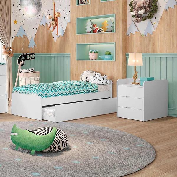 Imagem de Quarto de Bebê Cléo Berço Multifuncional Americano Cômoda Infantil Porta Branco Carolina Baby