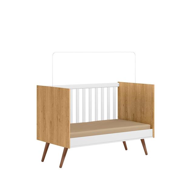 Imagem de Quarto de Bebe com Berço Americano 3820 e Roupeiro 3830 Qencanto Retrô Qmovi Freijó Branco Acetinado + Colchão Ortobom