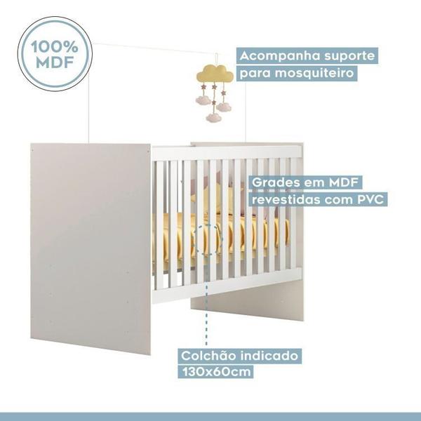 Imagem de Quarto de Bebê com Berço com Colchão Life 100% Mdf e Cômoda de Bebê 100% Mdf 1 Porta 4 Gavetas Life Branco