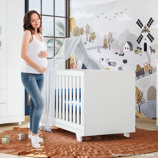 Imagem de Quarto de Bebe com Berço Mini Cama 100% Mdf com Colchão Life Cômoda Life Guarda-roupa Life Branco