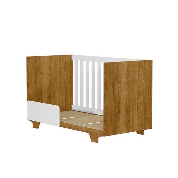 Imagem de Quarto de Bebê com Berço Mini Cama com Colchão Life e Cômoda de Bebê 100% Mdf 4 Gavetas Soft Life Branco/Madeirado Ypê