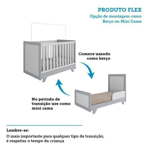 Imagem de Quarto de Bebê com Berço Mini Cama Estante 4 Prateleiras e Trocador Kakau Retrô Espresso Móveis