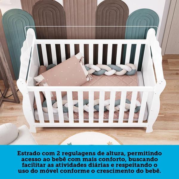 Quarto de Bebê com Cômoda 1 Porta 4 Gavetas e Berço Mini Cama Nina 100% MDF Espresso Móveis Branco Brilho Imagem de Quarto de Bebê com Cômoda 1 Porta 4 Gavetas e Berço Mini Cama Nina 100% MDF Espresso Móveis Branco Brilho