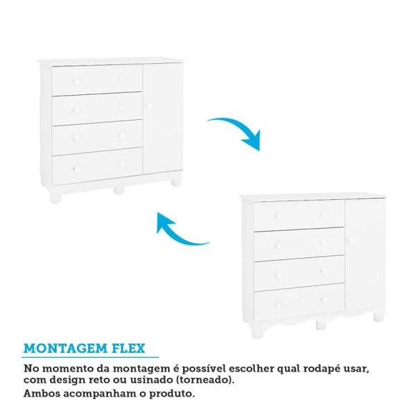 Quarto de Bebê com Cômoda 1 Porta 4 Gavetas e Berço Mini Cama Nina 100% MDF Espresso Móveis Branco Brilho Imagem de Quarto de Bebê com Cômoda 1 Porta 4 Gavetas e Berço Mini Cama Nina 100% MDF Espresso Móveis Branco Brilho