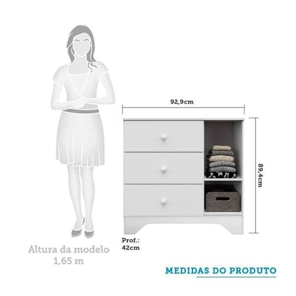 Imagem de Quarto de Bebê com Cômoda 1 Porta e Berço Americano Cocada Espresso Móveis Branco Brilho