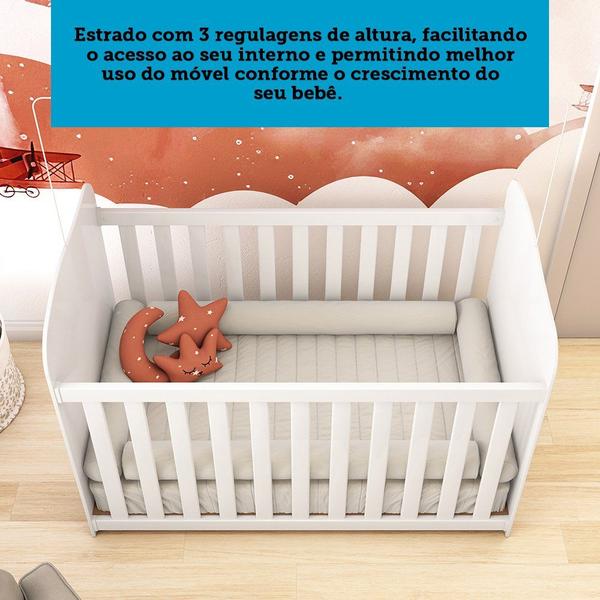 Imagem de Quarto de Bebê com Cômoda 3 Gavetas e Berço Teka 100% MDF